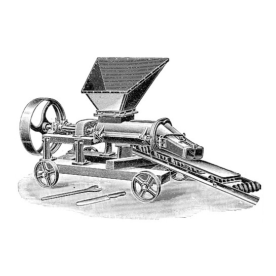 Torfmaschine: Gesamtansicht (sog. "Wurschtl"-Maschine, um 1900).